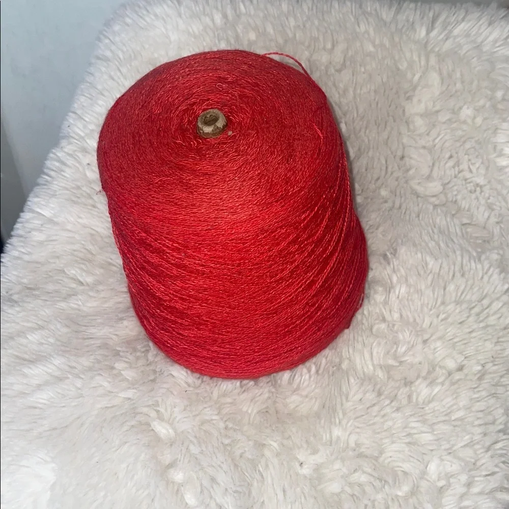 Vintage 100% cotton Vibrant Red Yarn Spool for crafting